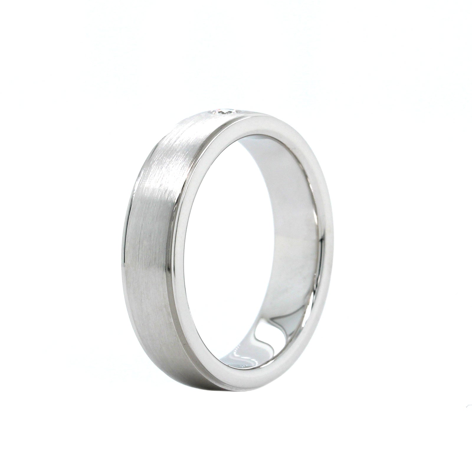 18K White Gold Single Diamond Band, 18k white gold, Long's Jewelers