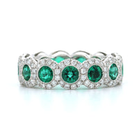 Platinum Emerald Diamond Halo Band