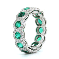 Platinum Emerald Diamond Halo Band