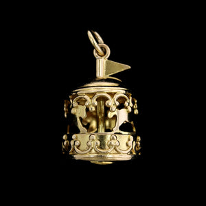 14K Yellow Gold Estate Moving Carousel Charm