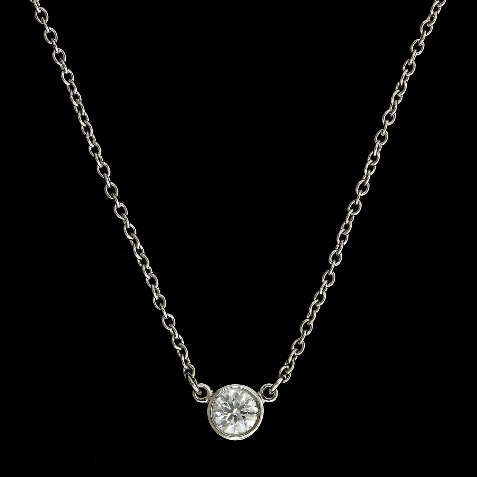 Tiffany & Co. Elsa Peretti Platinum Estate Diamond by the Yard Single Diamond Pendant Neckalce