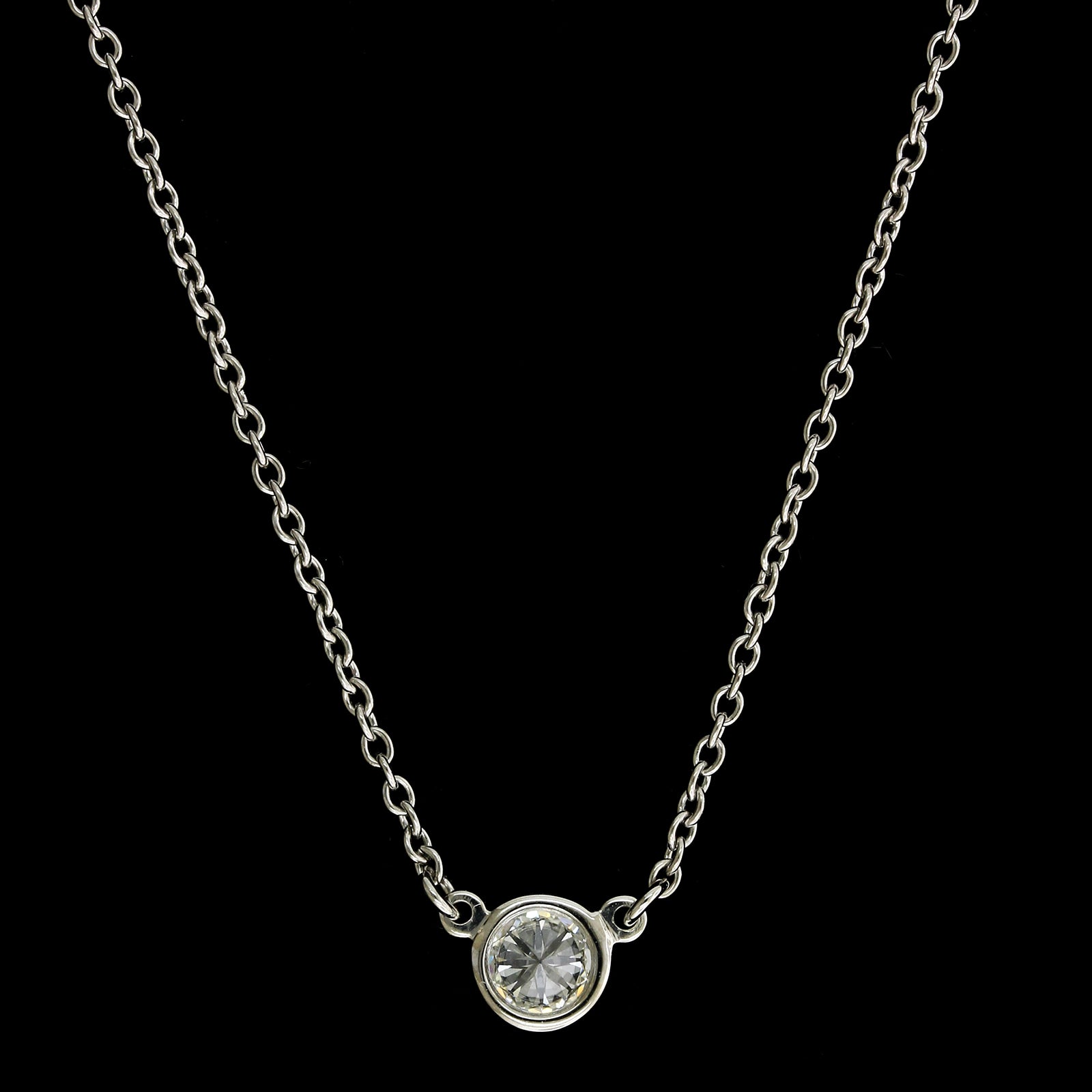 Tiffany & Co. Elsa Peretti Platinum Estate Diamond by the Yard Single Diamond Pendant Neckalce