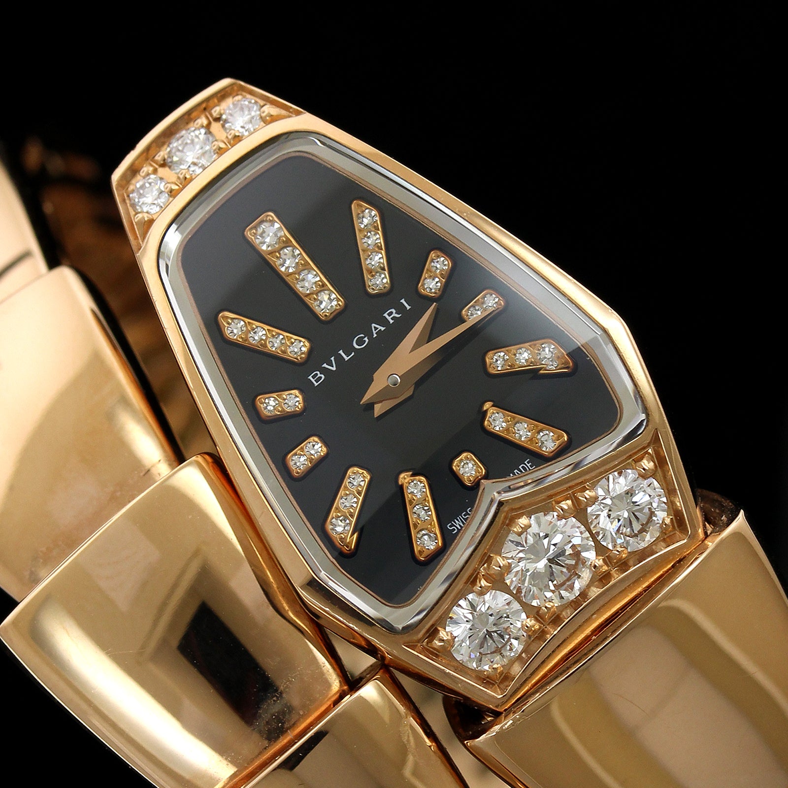 Bulgari 18K Rose Gold Estate Diamond Serpenti Scaglie Wristwatch