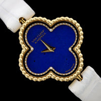 Van Cleef & Arpels 18K Yellow Gold Estate Lapis and Diamond Sweet Alhambra Watch