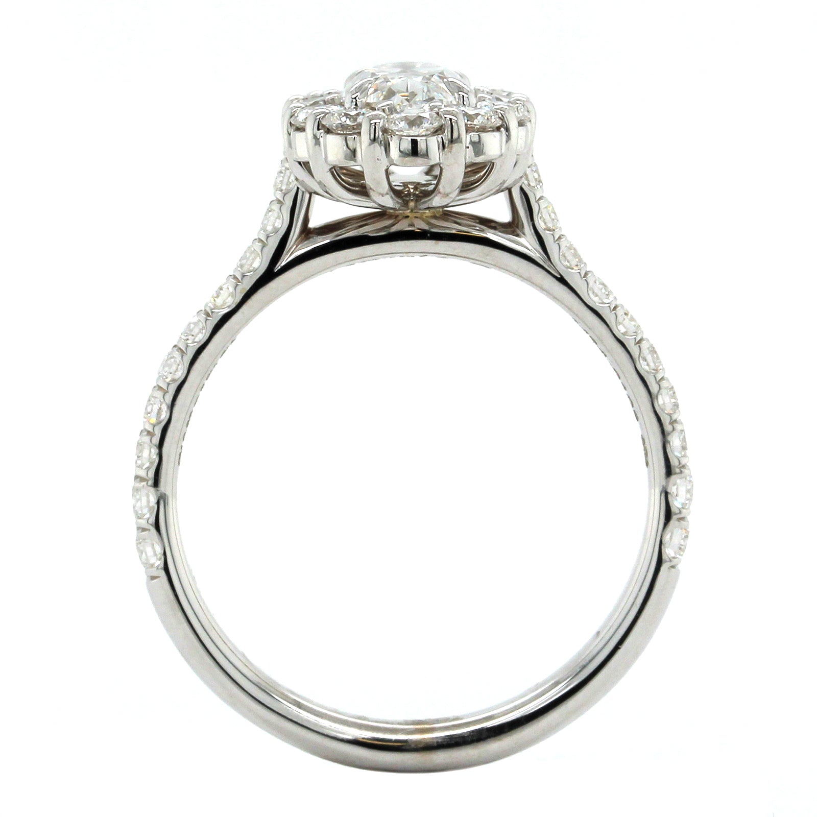 18K White Gold Oval Diamond Halo Engagement Ring, 18k white gold, Long's Jewelers