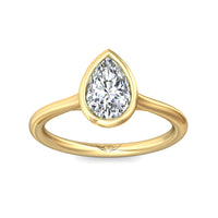 18K Yellow Gold Bezel Set Pear Shape Diamond Engagement Ring