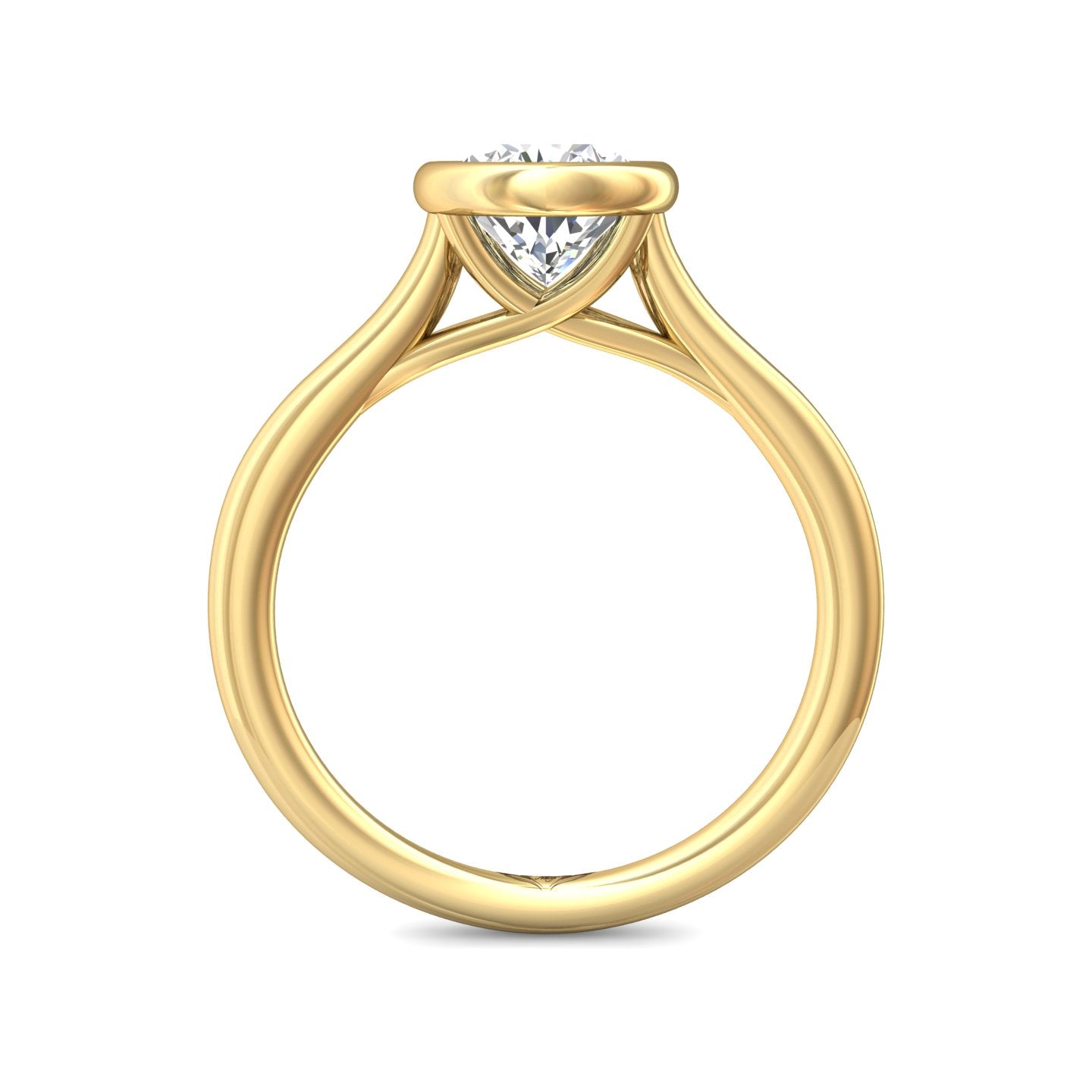 18K Yellow Gold Bezel Set Pear Shape Diamond Engagement Ring