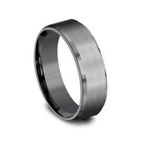 Dark Tantalum Satin Center Bevel Edge Band, Tantalum, Long's Jewelers