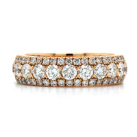 18K Rose Gold 3 Row Diamond Band, 18k rose gold, Long's Jewelers