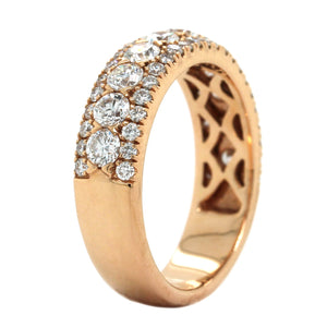 18K Rose Gold 3 Row Diamond Band, 18k rose gold, Long's Jewelers