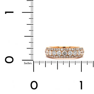 18K Rose Gold 3 Row Diamond Band, 18k rose gold, Long's Jewelers