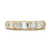 18K Yellow Gold 7 Stone Emerald Cut Diamond Band