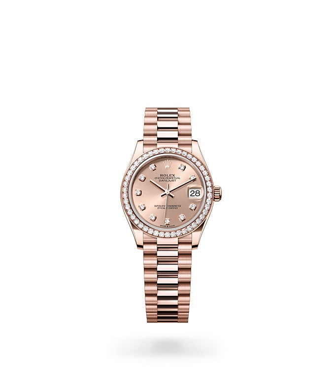 Datejust 31, Oyster, 31 mm, Everose gold and diamonds Front Facing