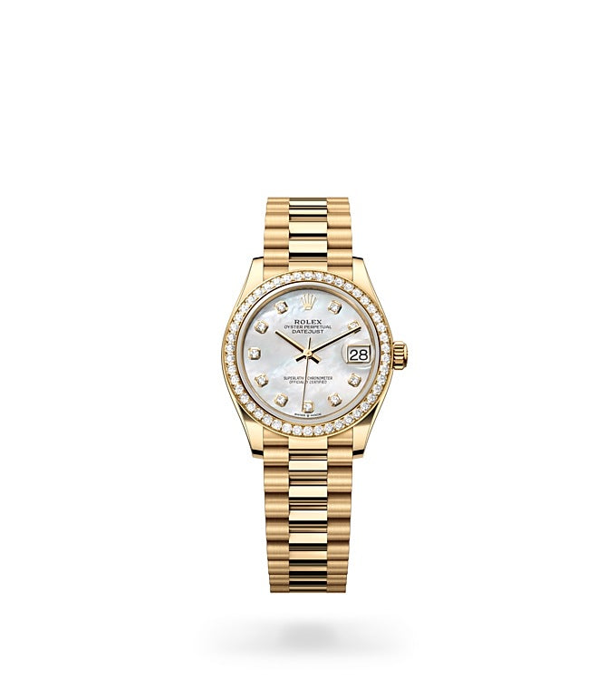 Datejust 31, Oyster, 31 mm, yellow gold and diamonds Front Facing