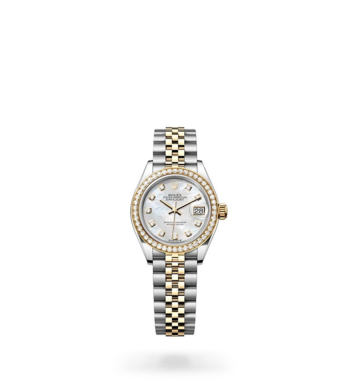 Lady-Datejust, Oyster, 28 mm, Oystersteel, yellow gold and diamonds Front Facing