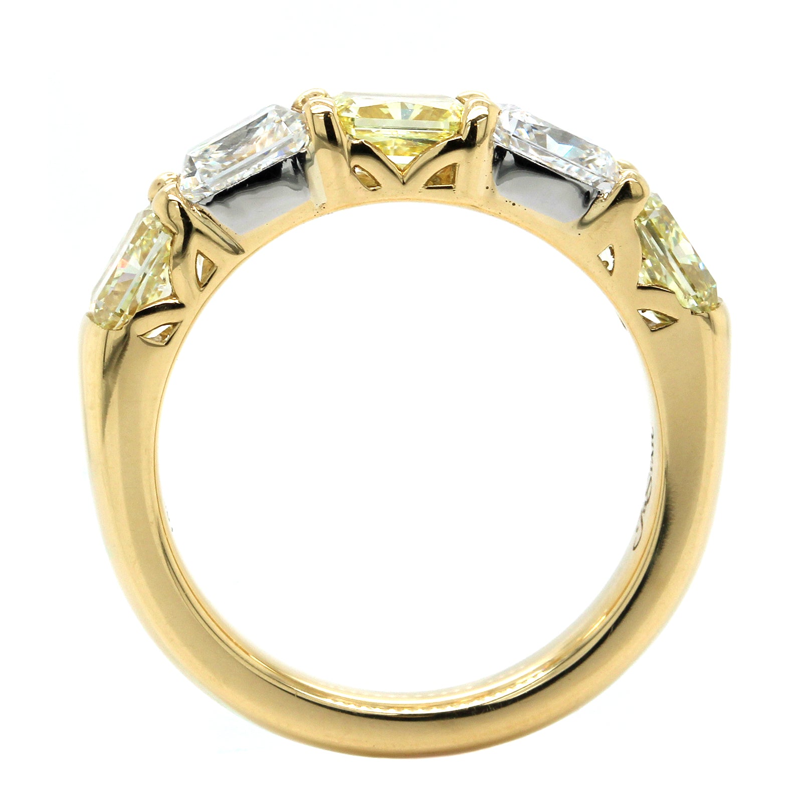 18K Yellow Gold 5 Stone Radiant Fancy Yellow Diamond Band