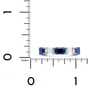 Platinum 5 Stone Emerald Cut Sapphire and Diamond Band, Platinum, Long's Jewelers