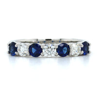 Platinum Shared Prong Sapphire and Diamond Band