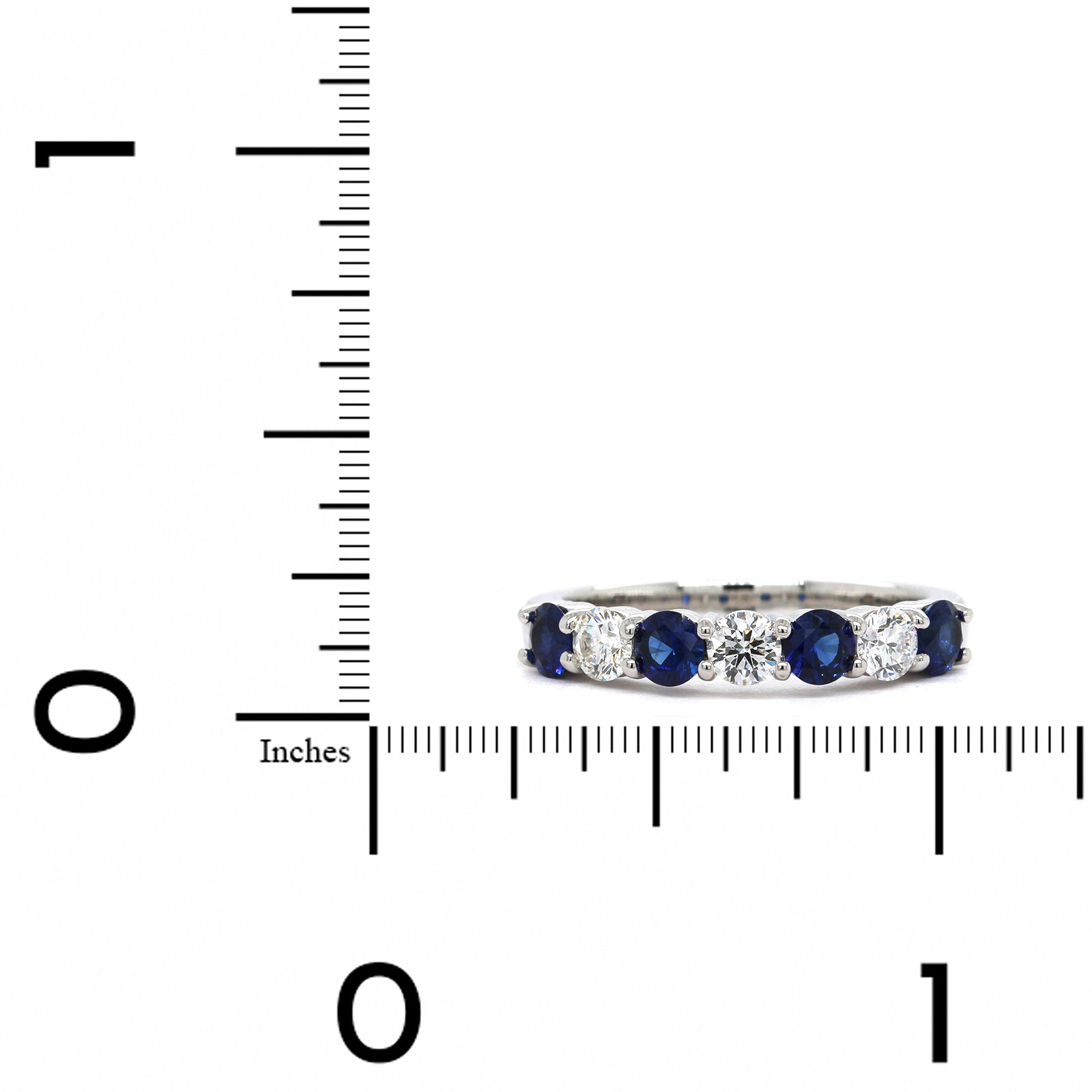 Platinum Shared Prong Sapphire and Diamond Band